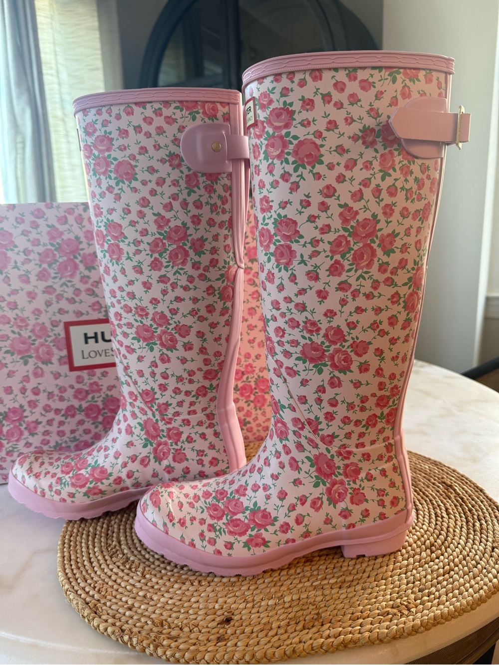 Hunter Love Shack Fancy Pink Floral Tall Rain Boots - Picture 2 of 8